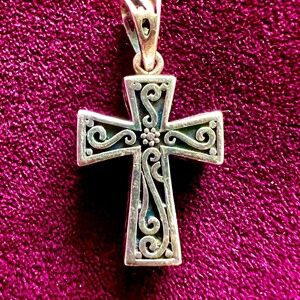 Vintage Celtic Cross with hidden Prayer Box. Very unusual. Sterling Silver